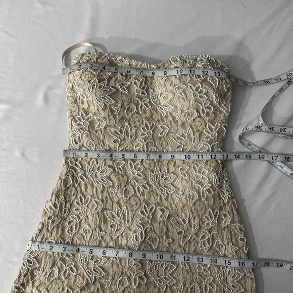 NWT MAC DUGGAL [ 4 ] 24067 Strapless Beaded Lace Fitted Column Gown‎ Beige J1734 - Picture 5 of 16